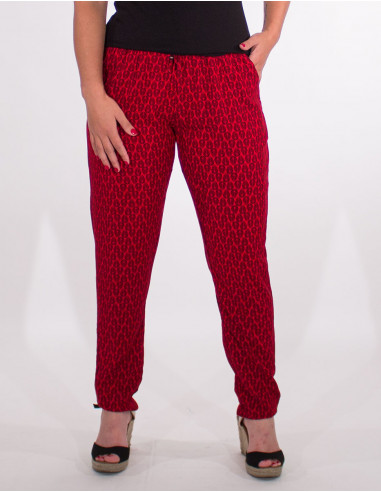 Peacock print viscose trousers