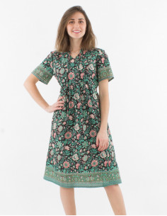 Short sleeves cotton dress and bagdad print 2