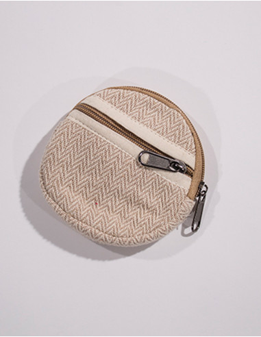Cotton round 2 zips purse with lining
