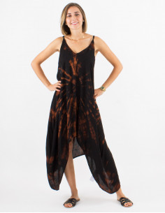 Long viscose tie and dye dress with straps 2