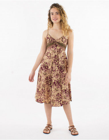 Short sari print polyester strapless dress