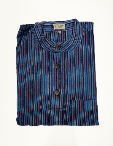 Cotton striped gent shirt with long sleeves and round buttons
