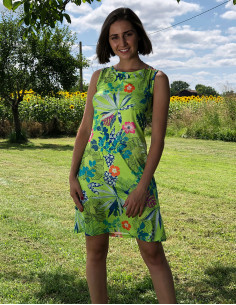 Hibiscus print 95% polyester 5% elastane knitted dress