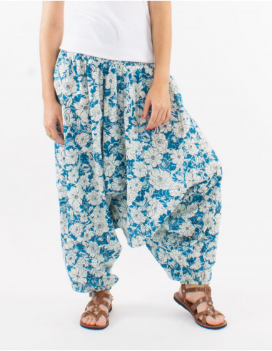 3 in 1 cotton harem pants with "anemone" print