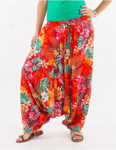 Viscose 3 in 1 harem pants with "jungle" print