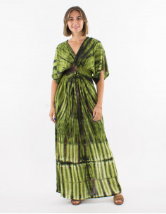 Long viscose tie and dye dress with Long sleeves 2