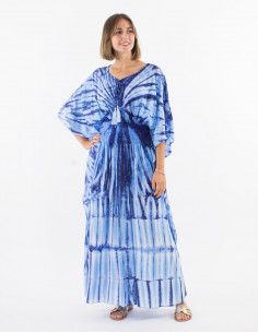Long viscose tie and dye dress with sleeves 2