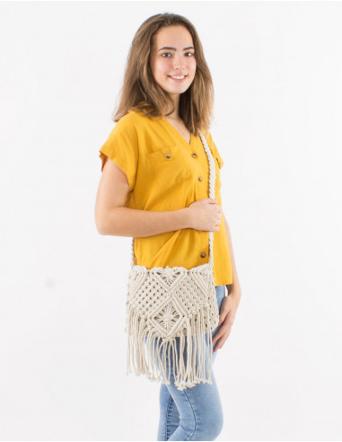 Macramé cotton bag with lining 25X20CM