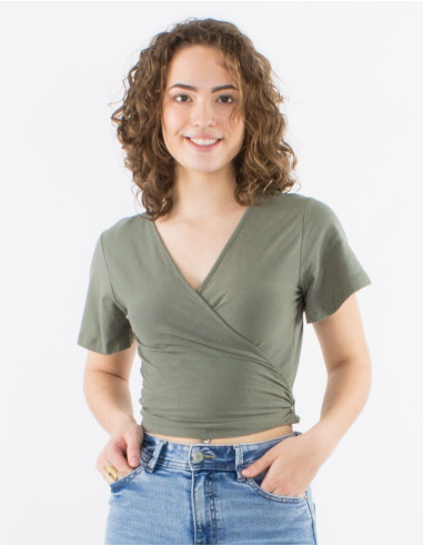 95% cotton 5% elastane plain tee shirt with short sleeves