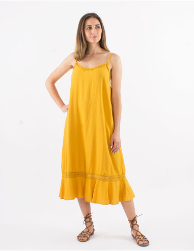 54% linen 46% viscose strapped dress