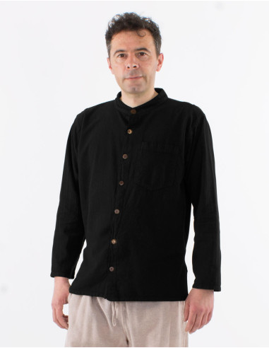 SW cotton gent plain shirt with buttons and long sleeves