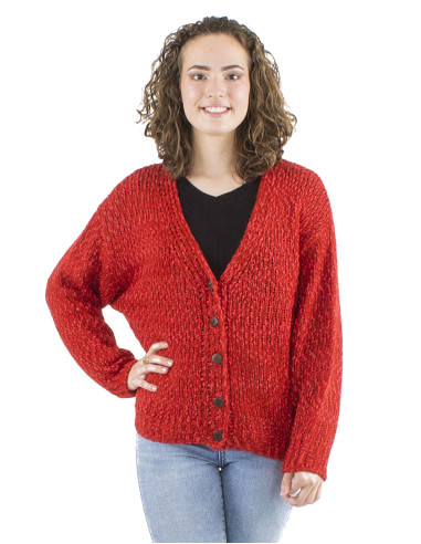 Knitted 55% Acrylic 45% Polyamide jacket with long sleeves and wooden buttons