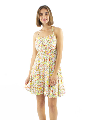 Viscose back bow mini dress with Pretty print
