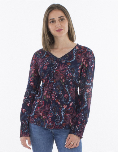 Polyester blouse with "Lys" print