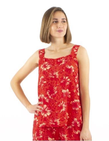 Viscose top with large straps with Cassandra print