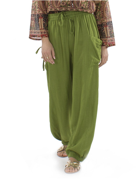 91% viscose 9% linen pants with pockets and elastic bottom