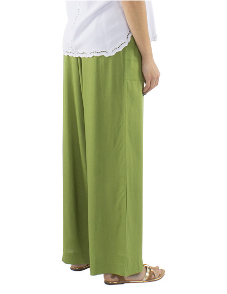 Viscose plain straight pants with elastic size