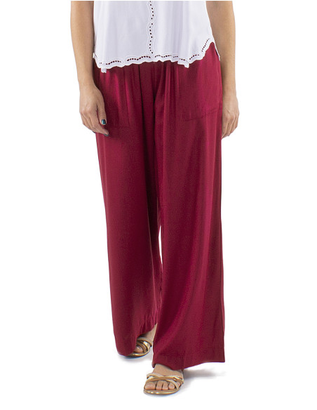 Viscose plain straight pants with elastic size