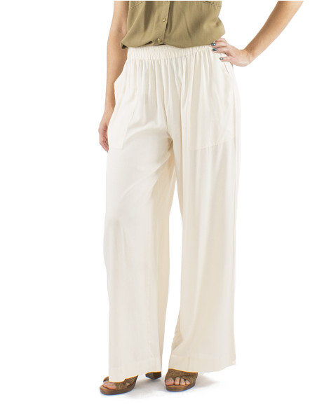 Viscose plain straight pants with elastic size